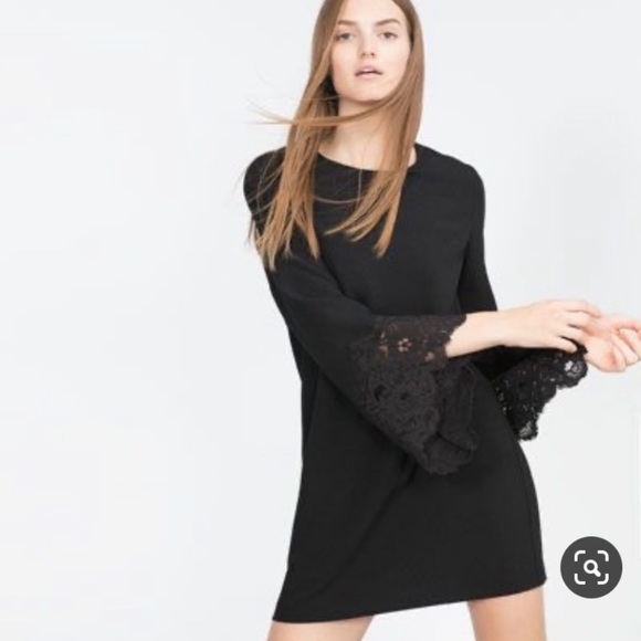 Zara Black Flare Sleeve Dress - Picture 1 of 3